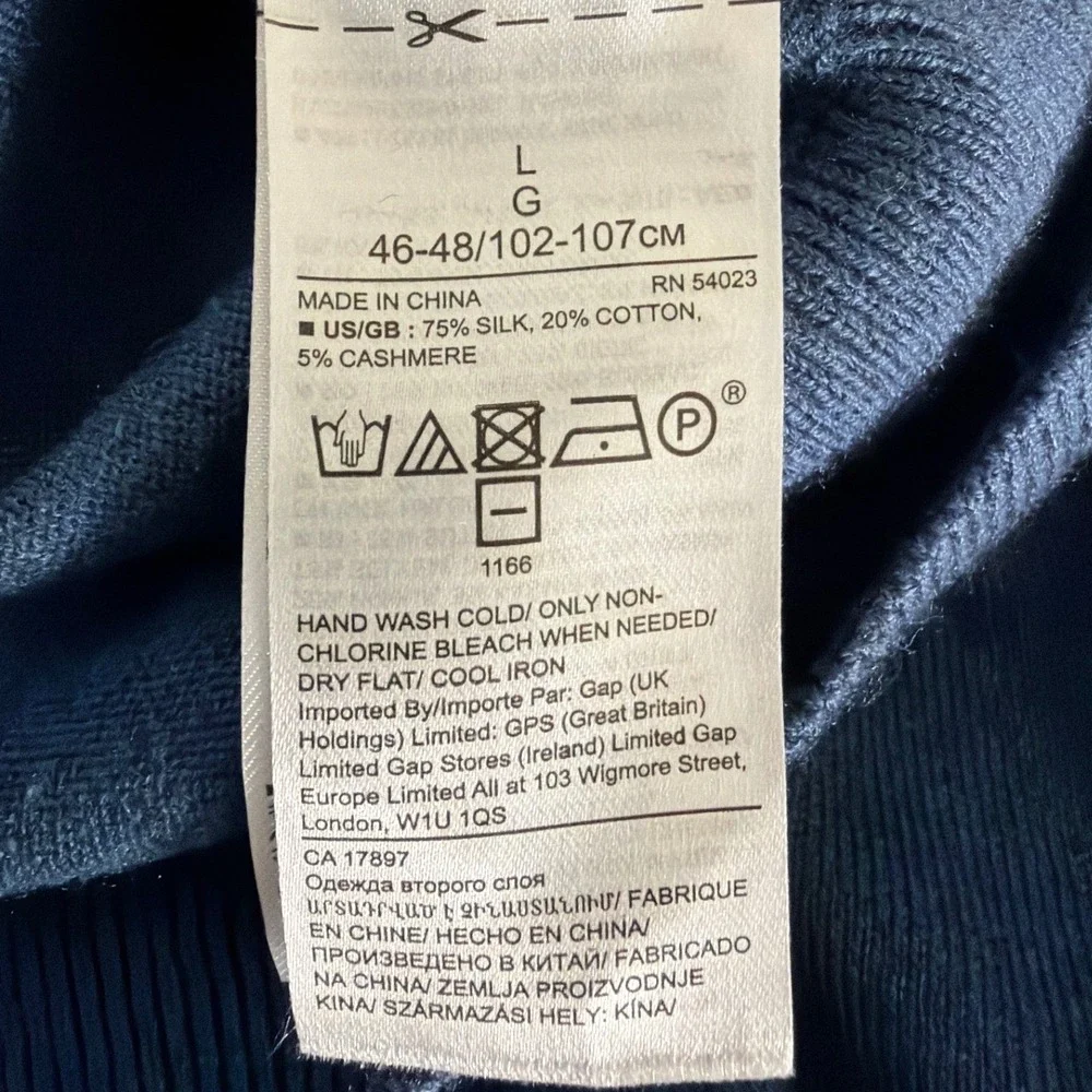 Banana Republic Luxury Blend Sweater Silk Cashmere Blue V-Neck Men L Lightweight